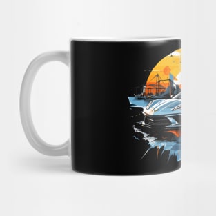 Hypersonic Gray C8 Corvette Racecar Industrial Sunset Mug